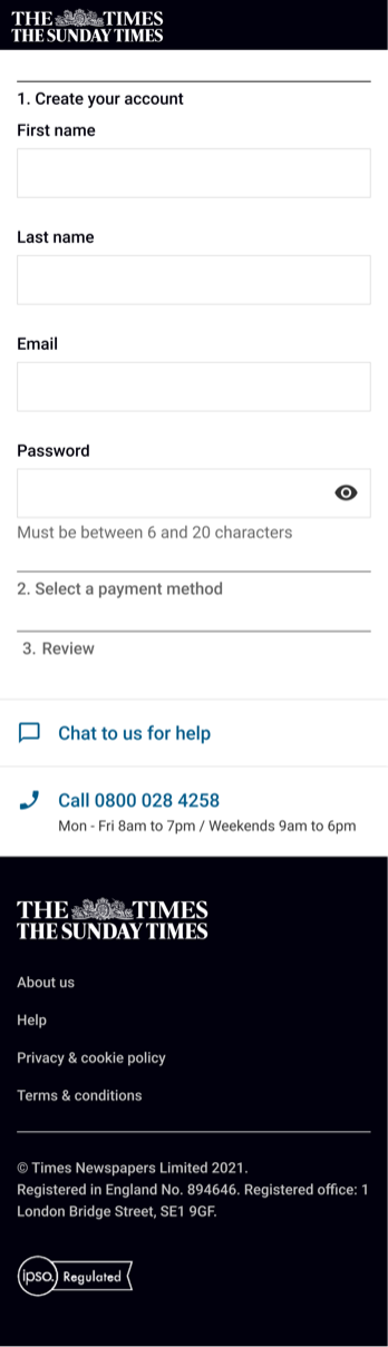 Single-page checkout, account step expanded